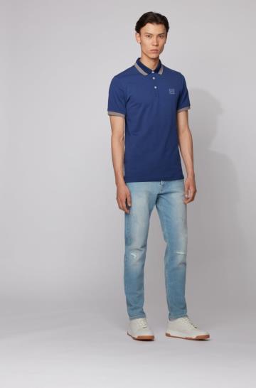 Koszulki Polo BOSS Slim Fit Ciemny Niebieskie Męskie (Pl27693)